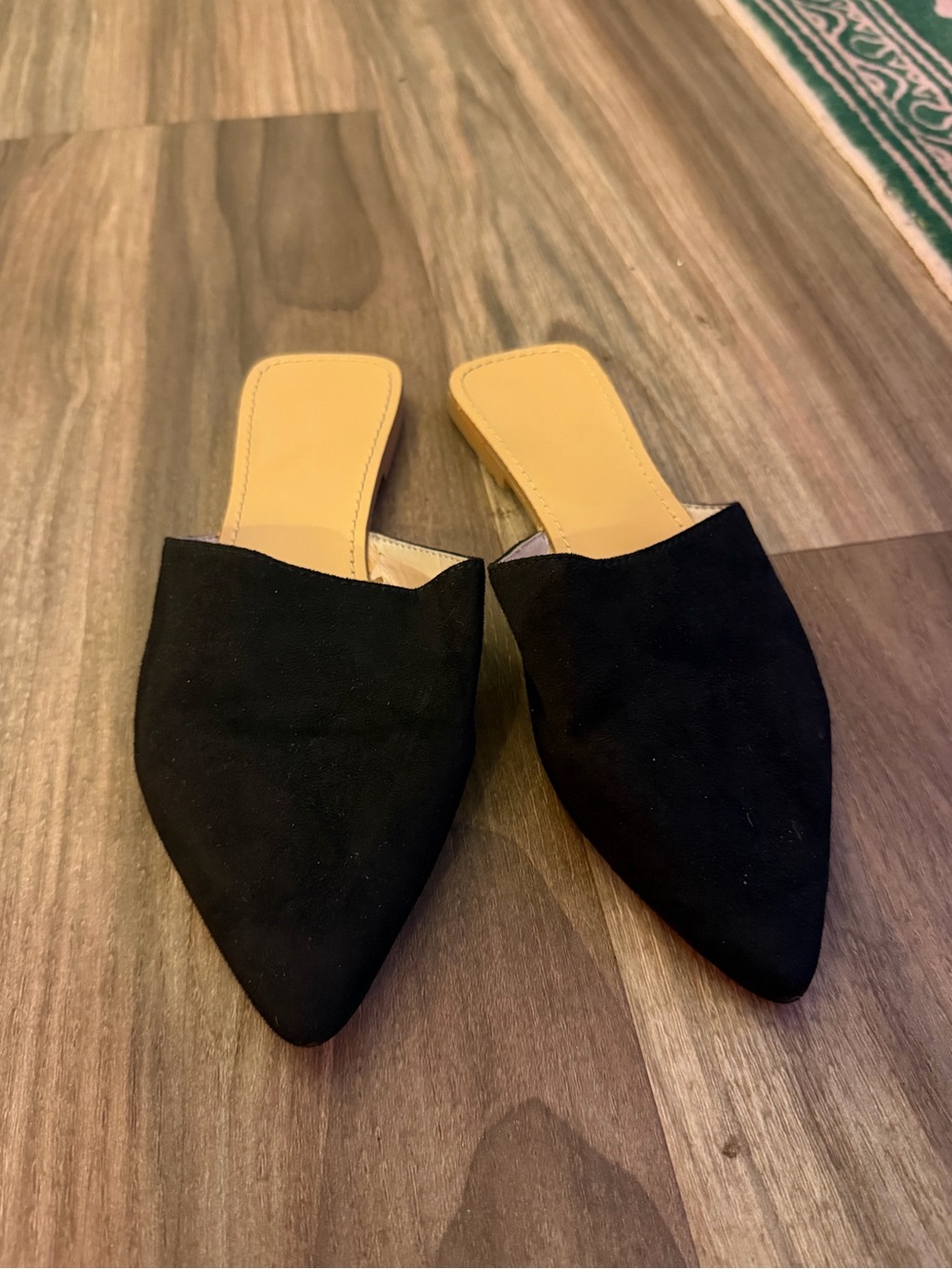 Black Pointed Toe Mule Flats - Women